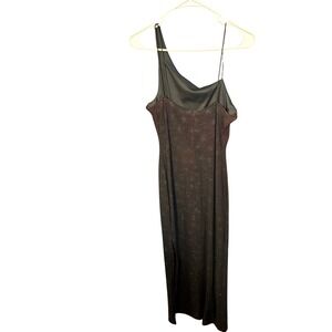 Be Smart Sparkly One Shoulder Maxi Dress Black Red Glitter 11 12